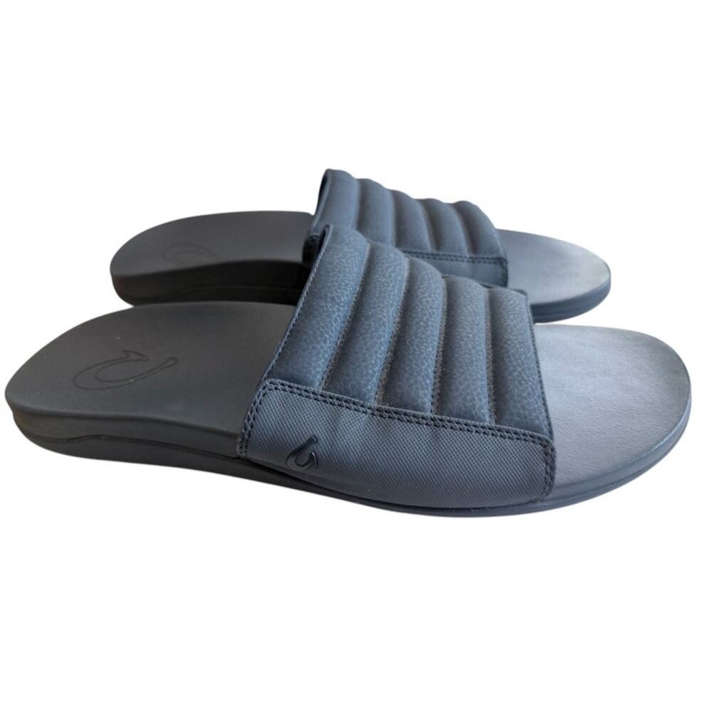 OluKai Maha Olu Slide Sandals 13 Blue Non Marking Wet Grip Rubber Beach Gorpcore
